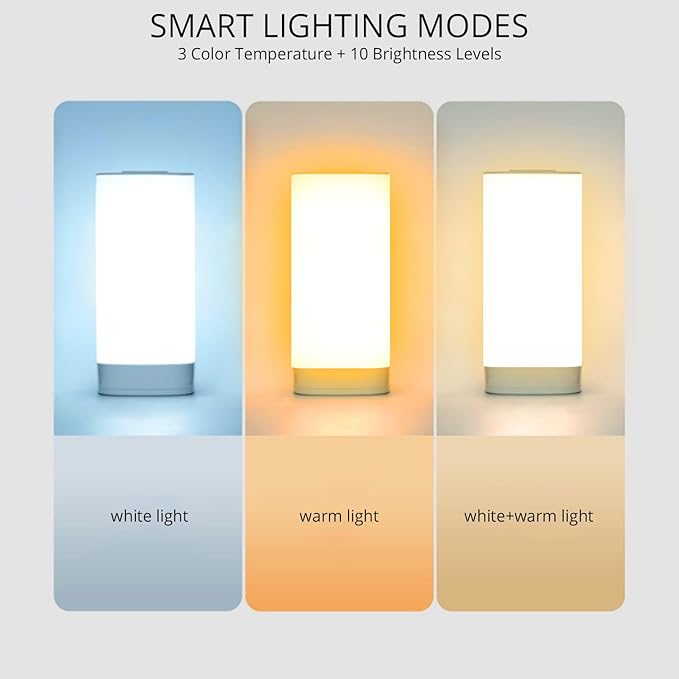 Semlos Battery Operated Led Table Lamp for Bedroom, Reading Night Light with 10 Brightness 3 Colors, Bedside Lamp Touch with Remote Control, Desk Lamp for Nightstand, Office, Living Room