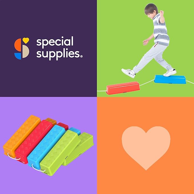 Special Supplies Stepping Stones for Kids Balance Beams 8 Set Non-Slip Textured Surface and Slip Resistant Floor Rubber Edges, Promote Agility, Strength, Active Play