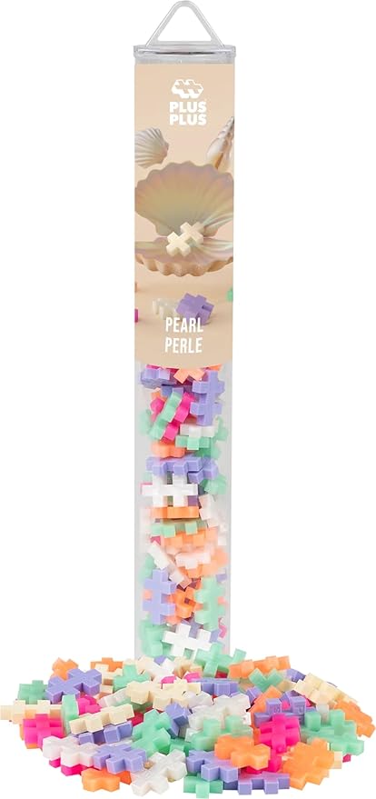 PLUS PLUS 240 Piece Interlocking Building Blocks for Kids, Open Ended Connecting Toys, STEM Bin Classroom Mini Manipulatives - Pearl Mix Play Tube