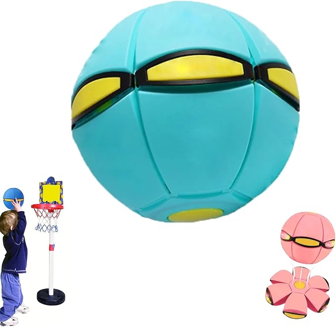 Magic Meta Ball, Children's Bouncing Ball, Magic Metaball, Magical Flying Saucer, Bouncy Balls, Parent-Child Interaction, Interactive Pop-Up Time Delay Transformation Toy Outdoor (blue-1, no lights)