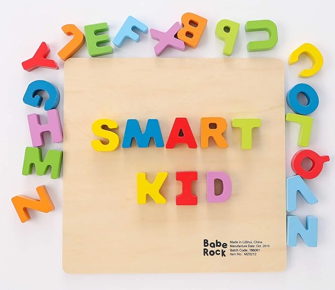 Alphabet Puzzle Wooden ABC Letter Puzzle for Toddlers Preschool Learning Early Educational Toys for Baby Girls Boys 1 2 3 Years Old (Capital Letter)
