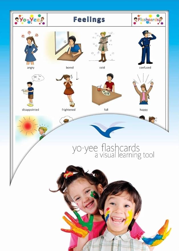 Feelings and Emotion Flash Cards - English Vocabulary Picture Cards for Toddlers, Kids, Children and Adults