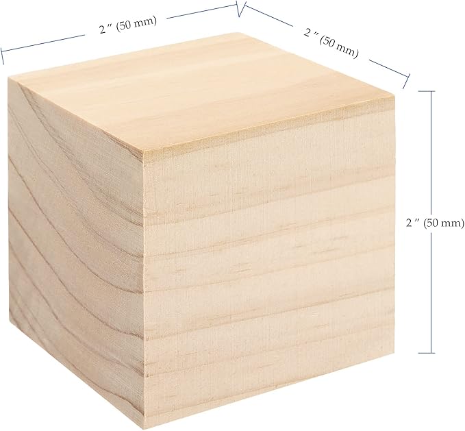 30 PCS 2 Inch Wood Blocks, 5x5x5cm Premium Natural Solid Blank Wooden Cubes Set, Square Unfinished Craft Wood Blocks Bulk for Crafting DIY Projects