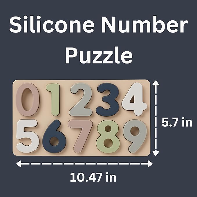 Ali+Oli Baby Soft Silicone Number Puzzle Toys for Toddlers (11 Piece Set) Toddler or Baby Girl & Boy Neutral Baby Toys - Montessori Learning Puzzle Silicone Number Shape Sorter Toy