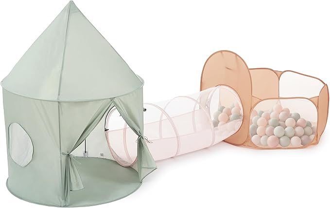 UTEX Kids Play Tent with Tunnel, 3 in 1 Pop Up Play Tent with Ball Pit, Play Crawl Tunnel for Toddler, Boys, Girls, Indoor& Outdoor Play House