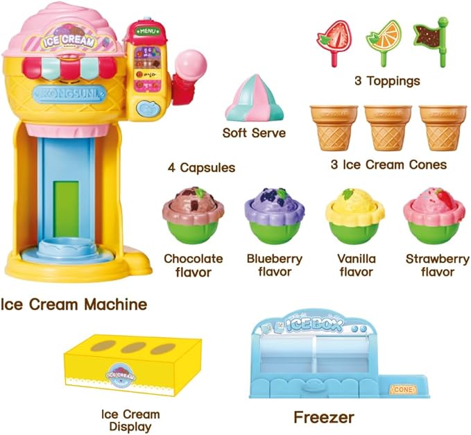 KONGSUNI Series, Youngtoys playset Bath Restaurant Shower Teeth Veggie Cake Bakery ice Cream Nurse Cooking (Ice Cream Shop (English Package))