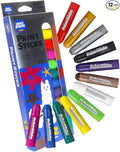 12 Metallic Colors Washable Tempera Paint Sticks, Quick Drying and Non-Toxic Paint Sticks for Kids and Toddlers