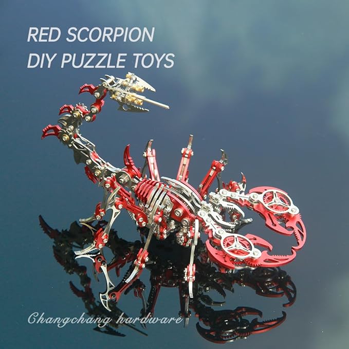 Scorpion 3D Metal Model Kits to Build DIY Colorful 3D Puzzle Ornaments for Adults,Teens Birthday Christmas (red Metal)