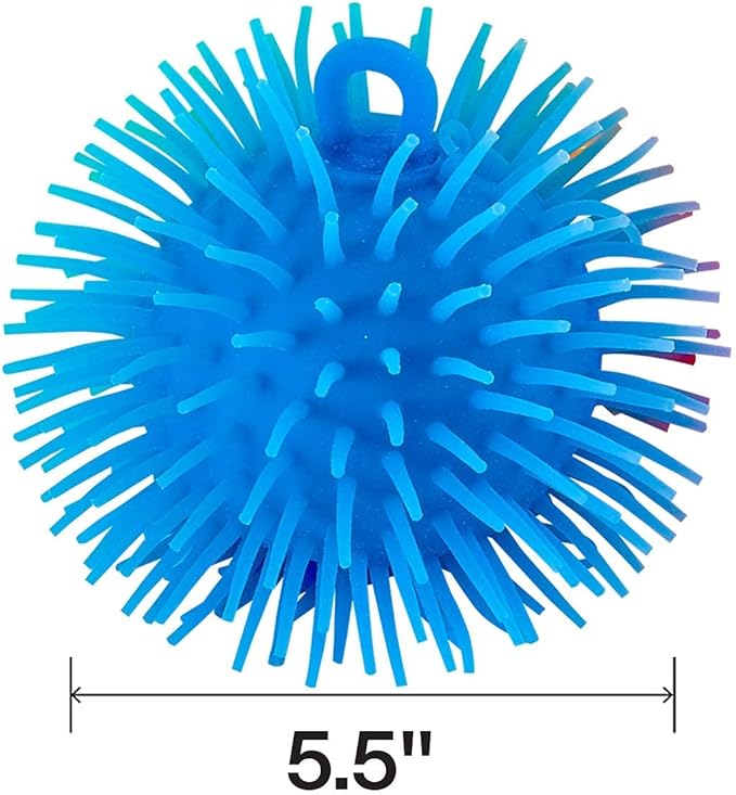 Kicko Puffer Balls - Assorted Colors, Spiky Balls for Kids, Sensory Game, Stress Relief - 5.5'' - 6 Pack