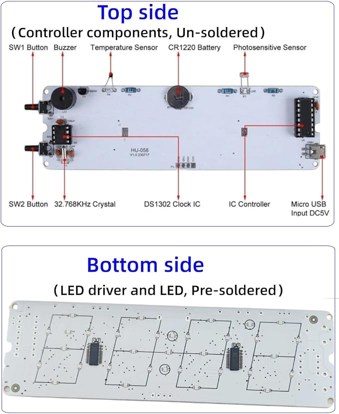 DIY Soldering Practice Kit, Digital Alarm Clock Soldering Kit, 4-Digit Display, RGB Color Modes, Electronic Soldering Project