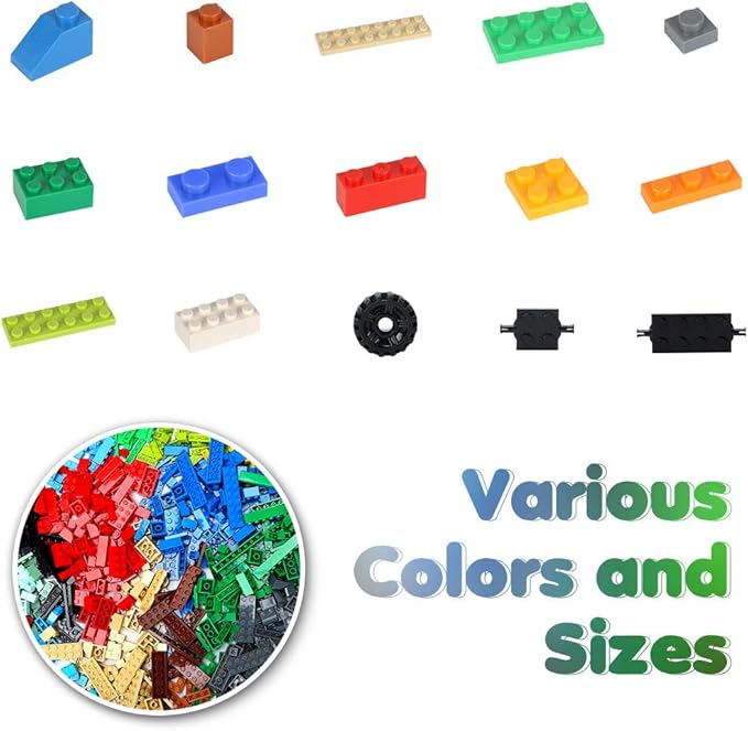 Classic Building Bricks Set, 1546 Pieces Basic Building Blocks with Wheels, STEM Creative Compatible with All Major Brands, Ideal Educational Toy for Kids Teens