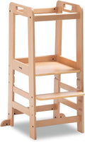Hauck Learn N Explore Montessori Toddler Tower, Adjustable Wooden Kitchen & Bathroom Step Stool Helper for Home Use with Kids Ages 1+, Natural