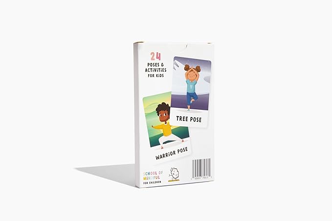 Kids Yoga and Meditation Flashcards, 24 Cards, Mindfulness Activities for Children