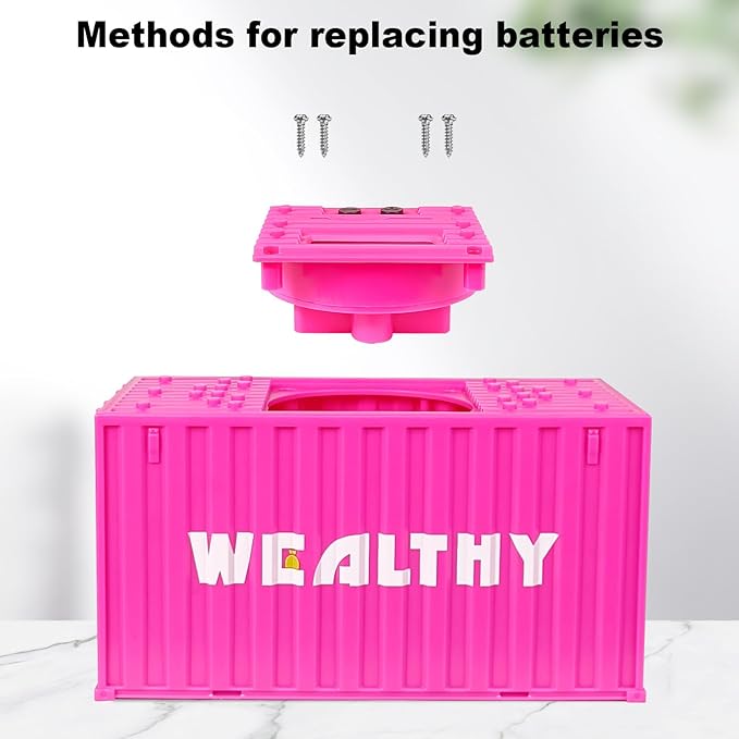 Piggy Bank for Kids, Unbreakable Building Blocks Container Money Saving Box for Adults, Digital Coin Counting Bank with LCD Counter, Great Children’s Gifts for Birthday, Easter, Christmas Pink