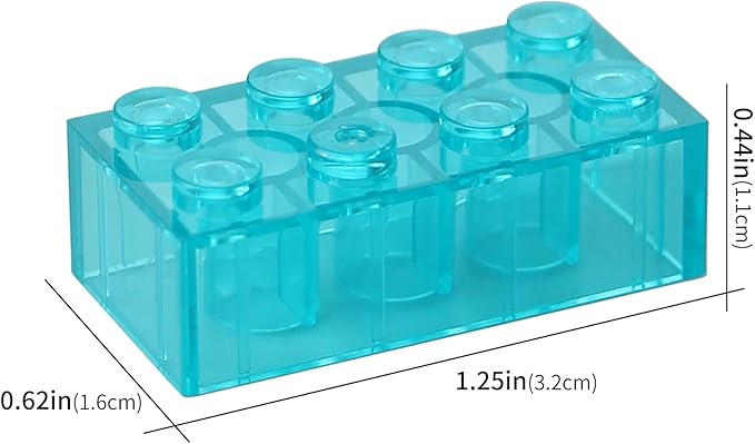Feleph 100pcs 2x4 Bricks Trans-Light Blue Pieces Parts Building kit Creative Play Set Blocks Basic Toy Accessories Compatible with 3001 Major Brands