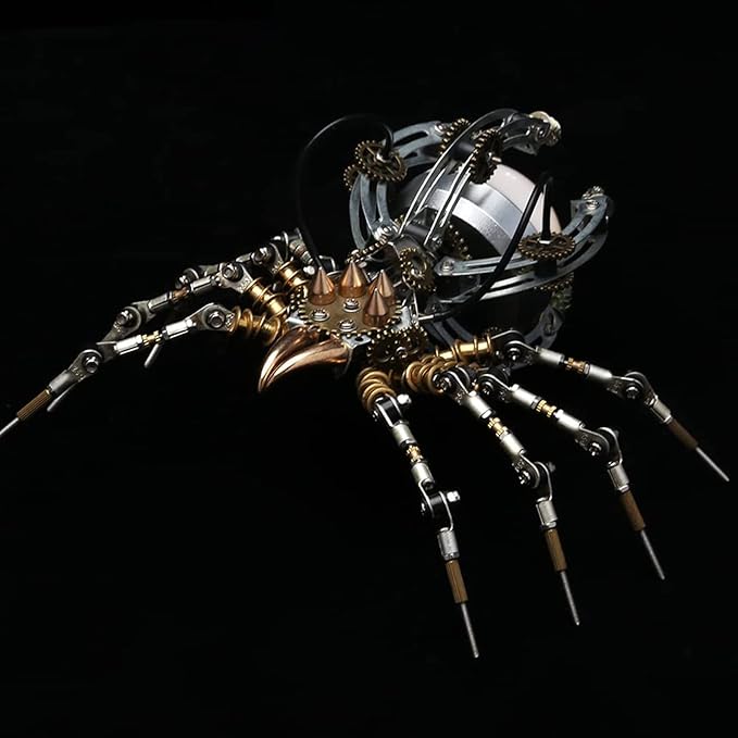 Metalkitor Steampunk Spider Desk Lamp - 3D Metal Puzzle with Light, 512 Pieces DIY Assembly Kit for Kids and Adults - Brain Teaser Desk Ornament