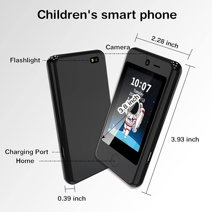 PTHTECHUS® Kids Phone Toy for Boys Girls, 3.8 "Touch Screen Toddler Smartphone with Fun Cameras 16 Games MP3 Music Player Audio Recorder Pedometer Torch Alarm Clock Children Phone for Ages 4-14