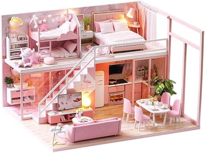 CUTEROOM DIY Miniature Dollhouse Kit with Furniture,Wooden Doll House DIY House Kit for Birthday Christmas- Meeting Your Sweet