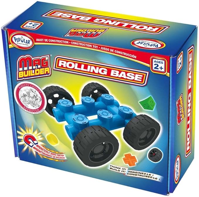 POPULAR PLAYTHINGS Mag Builder Rolling Base, Magnetic Toy Play Set