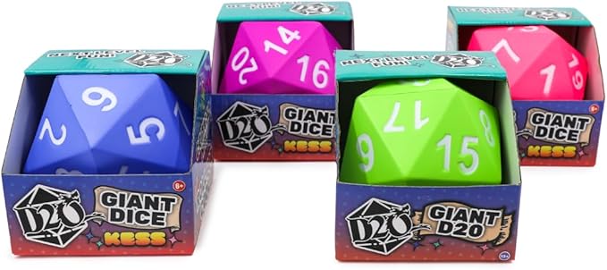 KESS Giant D20 Foam Dice: Oversized 20-Sided Dice for RPG and Collectors - 6 Vibrant Colors, Perfect for Outdoor Fun in Backyard, Pool, Beach. Ages 6+ (Blue)