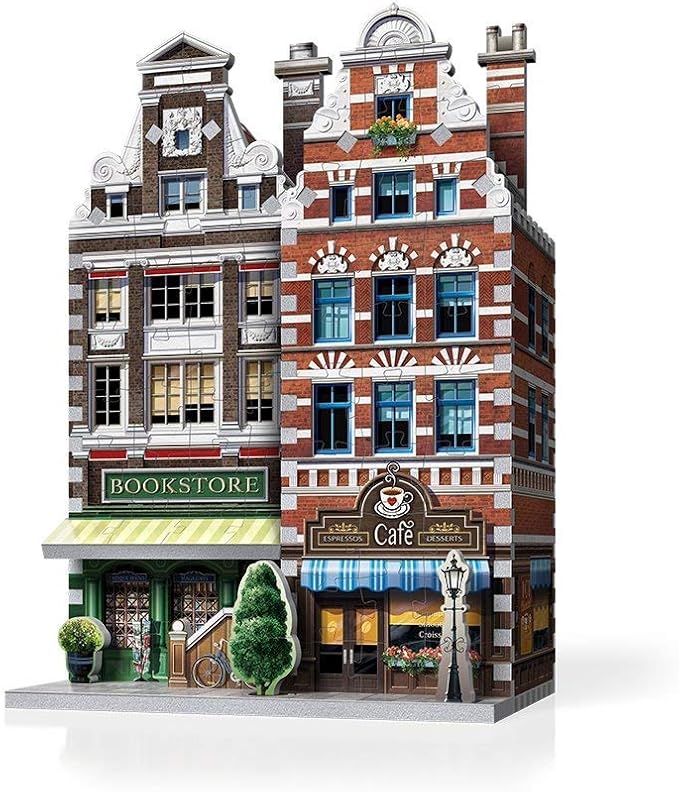 Wrebbit3D Café 3D Puzzle | Urbania Collection | 285 Jigsaw Puzzle Pieces | Charming and Unique Streetscape of a Small Town