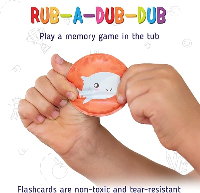 merka Bath Toys Flash Cards - 30-Pack, 2.25-Inch EVA Foam, Multicolor - Baby Bath Toys & Memory Matching Game & Bathtub Flash Cards