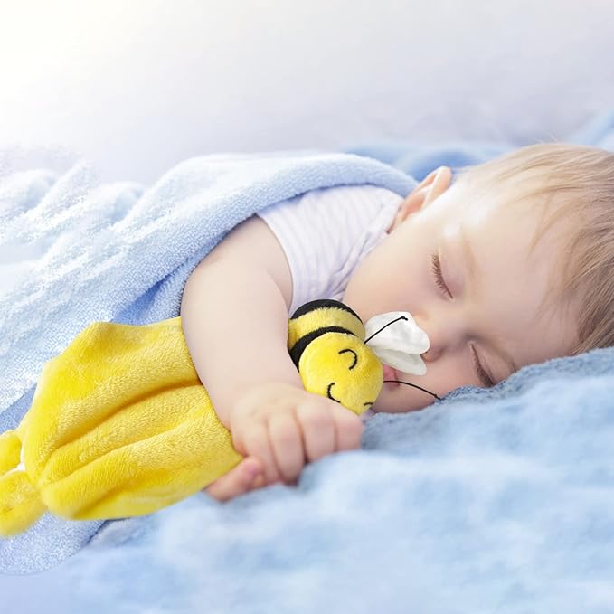 Pro Goleem Bee Loveys for Babies Soft Security Blanket Baby Snuggle Toy Stuffed Animal Blanket Unisex Lovie Baby Gifts for Infant and Toddler Yellow 12 Inch