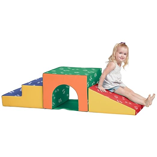 ECR4Kids SoftZone Single Tunnel Climber, Toddler Playset, Assorted, 3-Piece