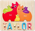 Personalized Baby Name Puzzle | Custom Wooden Baby Toy for Toddlers 1-3 | Montessori Learning Toys for Boys & Girls | Perfect Kids Gift for First Birthdays & Christmas (Cats)