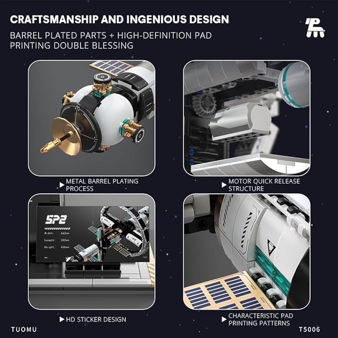 MISINI M6409 International Space Station Building Blocks Kit, 2221 PCS Creative Space Model Building Set, STEM Education Gift for Adults and Space Fans