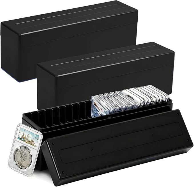 Coin Slab Storage Boxes, 3 Packs Coin Holder Organizer Boxes with 20 Slots, Plastic Coin Storage Cases Set for 60 Coin Slabs, Compatible with PCGS NGC PMGab Coin Holders(Include Boxes Only)