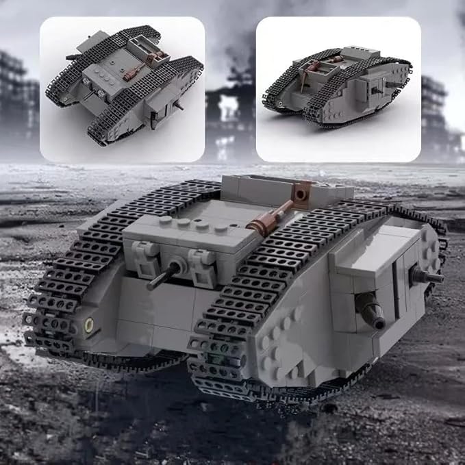 Generic WW1 Military MK Ⅳ Battle Tank Building Blocks Model Educational WW1 Weapon Heavy Black Tank Bricks Toys for Boy Gifts （544 Pieces） Ages 15 and Up T-02 MKⅣ- Wtih Original Box