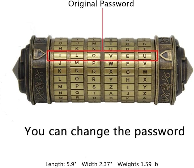 yofit Da Vinci Code Mini Cryptex Lock Puzzle Box with Hidden Compartments for Notes Paper Money Rings Jewelry, Anniversary Romantic Birthday Gifts for Her Men Women Girlfriend