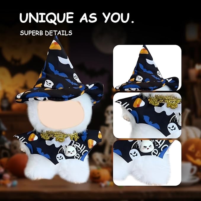17cm Doll Clothes Set, Premium Jeans & Knitted Sweater Outfit for 17cm 15cm Dolls, Cute Dress Up Fashion, No Doll Included (Halloween Witch, 17cm/15cm)