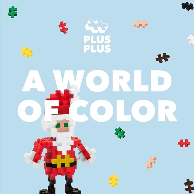 PLUS PLUS Building Block Set, 70 Mini Interlocking Pieces, Fun Winter Holiday Activities for Kids, STEM Toy - Santa Claus