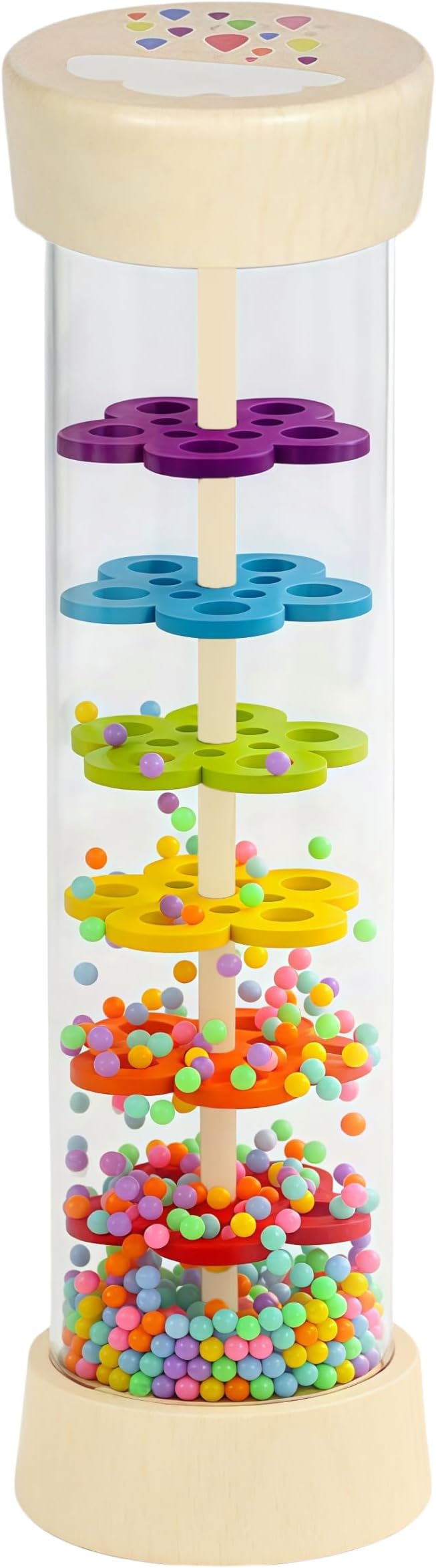 Wooden Rain Stick Montessori Toys for Babies 6-12 Months, Rain Sticks for Kids, Baby Rattle Sensory Developmental Musical Toy with Calming Rain Sounds, Toddler Educational Gift for 1 Year Old - 7.7"