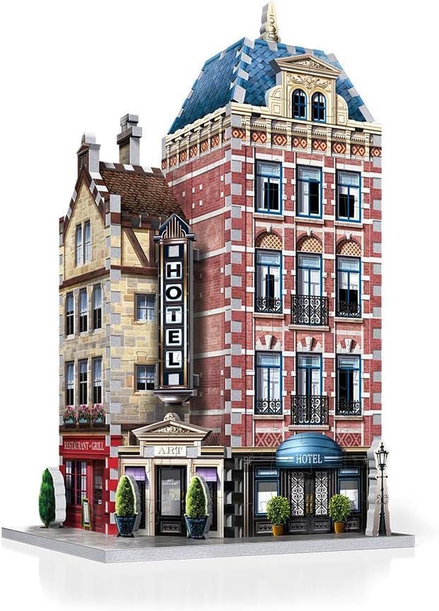 Wrebbit 3D Urbania Collection 3D Puzzle Bundle | Includes Hotel, Cinema, Café and Fire Station | 1165 Pieces Jigsaw Puzzle Pieces Total | Build a Charming and Unique Streetscape of a Small Town