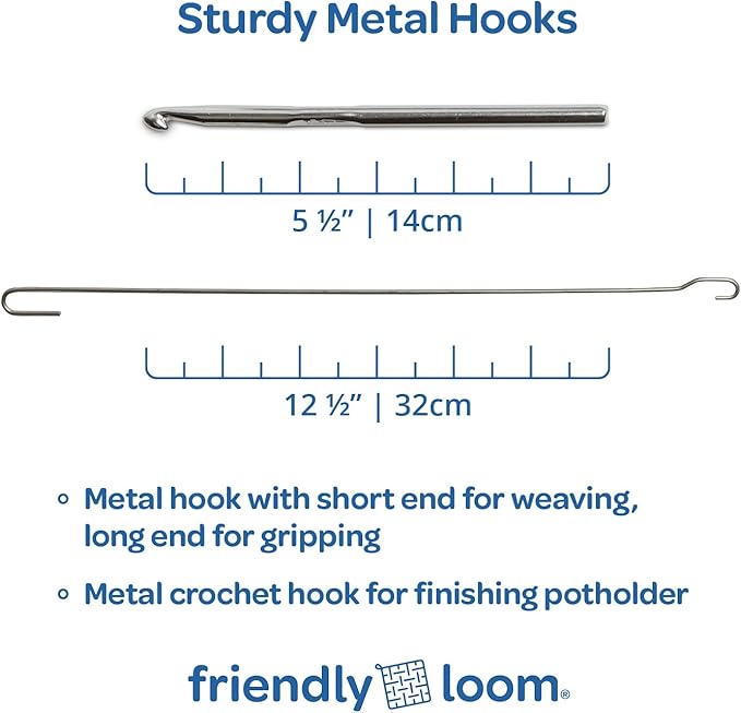 Friendly Loom Potholder Pro Weaving Kit | 10”x10” Sturdy Metal Loom and Quality Cotton Weaving Loops | Complete Kit to Weave 2 Large, Durable Potholders | Made in The USA
