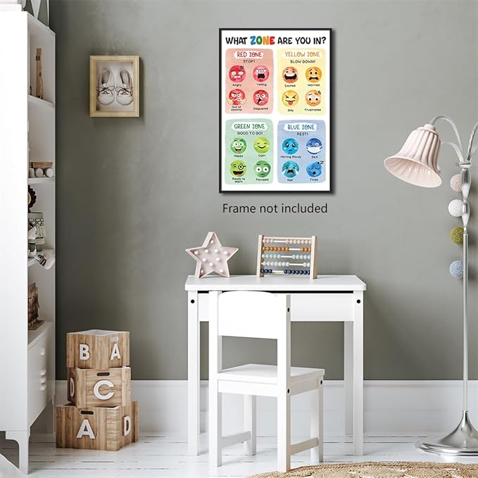 Feelings Chart, Calming Corner, Preschool Classroom Must Haves, Mental Health Poster - 12x16in Unframed