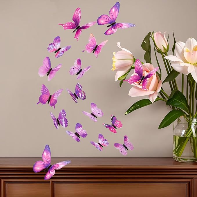 48 Pcs Glow in The Dark 3D Butterfly Wall Decor DIY Butterfly Wall Decals for Party Supplies Living Room Decorations