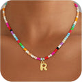 Bubble Colorful Initial Necklaces for Women Girls Kids - Teen Girls Gifts Trendy Bubble Beaded Initial Necklace Cute Letter Birthday Gifts Choker Necklace for Women Girl Kids Jewelry