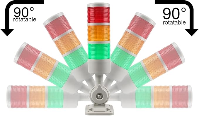 Led Signal Tower Stack Lights, Industrial Signal Warning Lights, Column Tower Lamp Andon with Rotatable Base, Steady/Flashing Switchable, 110V 220V AC(5-Layer, no Buzzer)