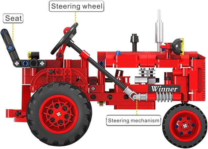 1/12 Classic Farm Tractor Toys Building Blocks Set Endless Fun for Kids with A Collection of Tractor Toys to Building Your Own 302Pcs Classic Red Farm Tractor
