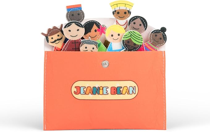 Finger Puppets for Toddlers (Set of 10) - People of The World Educational Toys for Kids w/Felt Envelope - Toddler Finger Puppets for Fun, Cultural Exploration - Gift for Kids