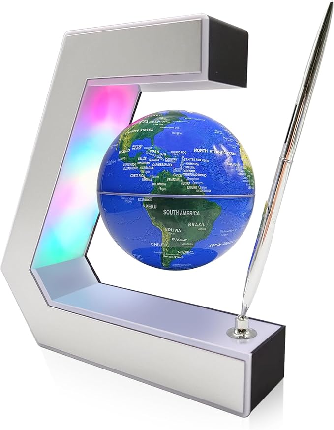 Flagest Magnetic Levitation Globe with LED Lights & Touch Control and Pen, Floating Globes for Educational Home Office Desk Bookshelf Decor, Birthday Anniversary Holiday Creative Gift(3.3 Inches Globe)