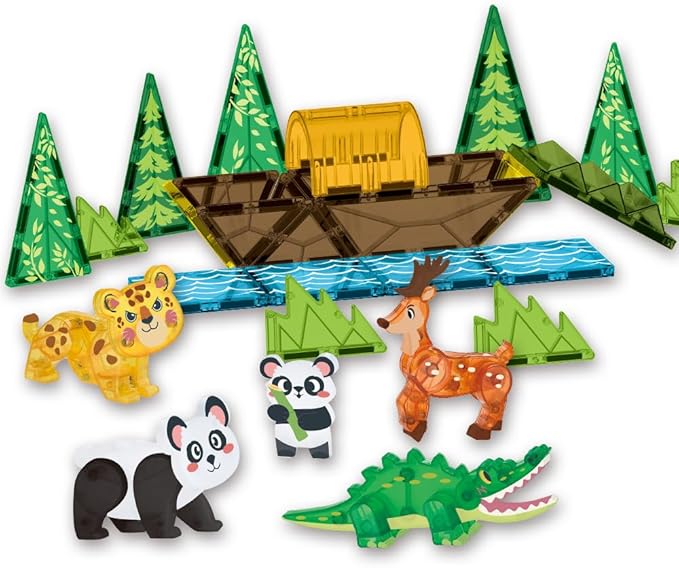 Magnetic Tiles Set Rare Animals Theme Toys, Magnet Tiles Building Blocks Toys for Kids Ages 3+