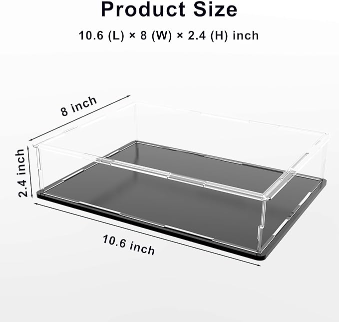 Clear Display Case for Book, Acrylic Box Protector for Stamps, Coins, Cards, Photos, Album, Jewellery, Books and Collectibles 10.6 (L) × 8 (W) × 2.4 (H) inch