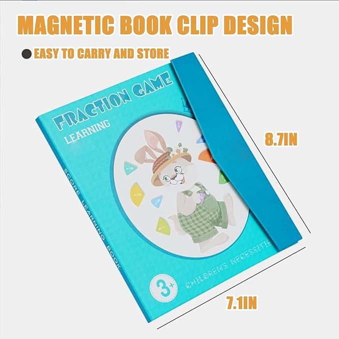 Magnetic Fraction Demonstration Book, Magnetic Fraction Book, Magnetic Fraction Tiles, Magnetic Fraction Disc Set, Math Manipulatives for Elementary School (1set)
