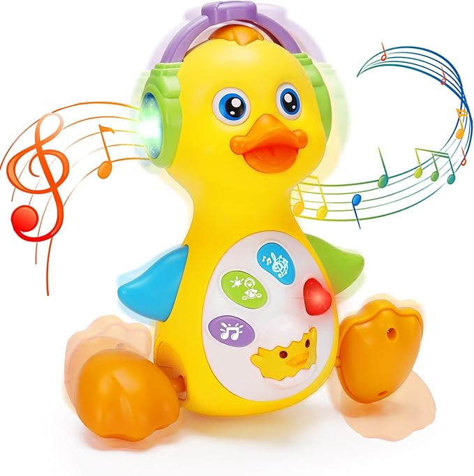 Tsomtto Baby Musical Duck Toy Dancing Crawling Tummy Time, Light Up Infant Toys 0-3-6 6-12 12-18 Months Halloween for 1 2 Year Old Boys Girls Baby Learning Development Toddler Toys Age 0-2