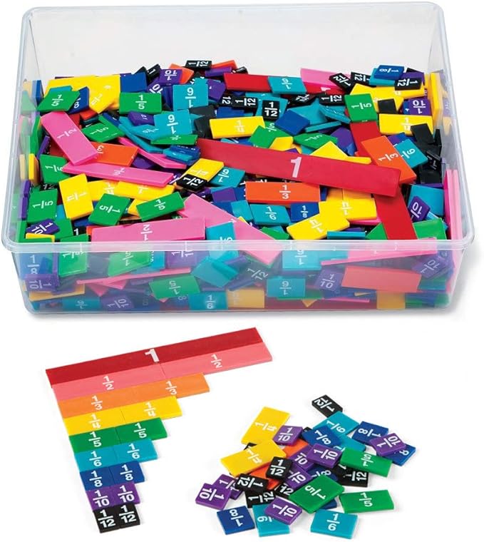 hand2mind - 42856 Plastic Rainbow Fraction Tiles, Homeschool Supplies (15 Sets of 51 Pieces) & hand2mind-35033 ETA Connecting Plastic Fraction Circles